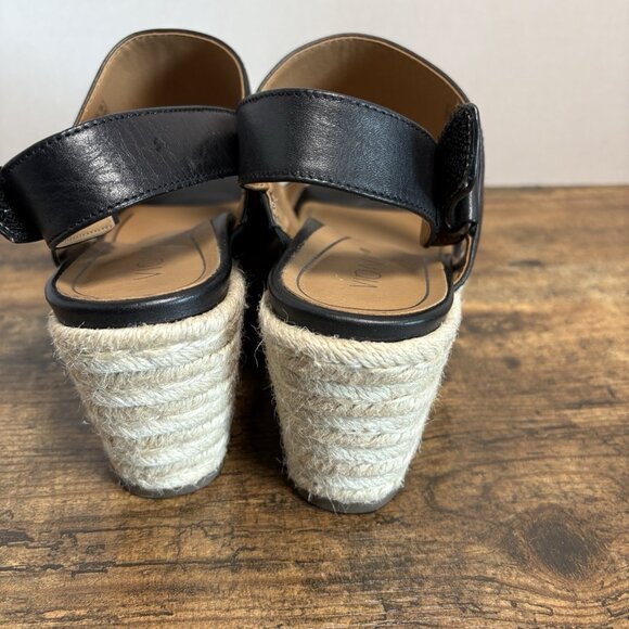 Vionic Brooke Leather Black Espadrille Wedge Sandals Slingback Women Size 7.5 - Picture 4 of 8